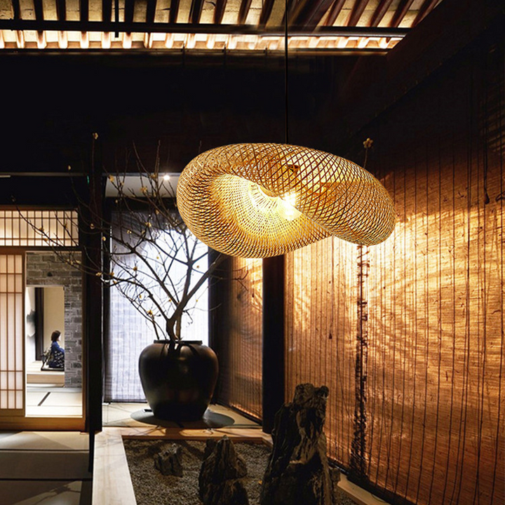 Rattan Vævet Bambus - Pendel Lys - Led - Lys