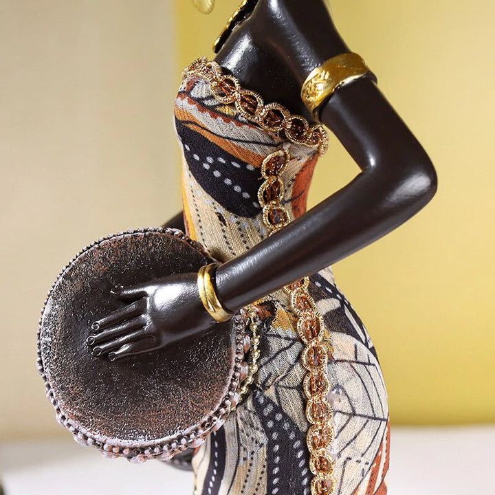 Afrikansk Kvindelig Musiker Skulptur