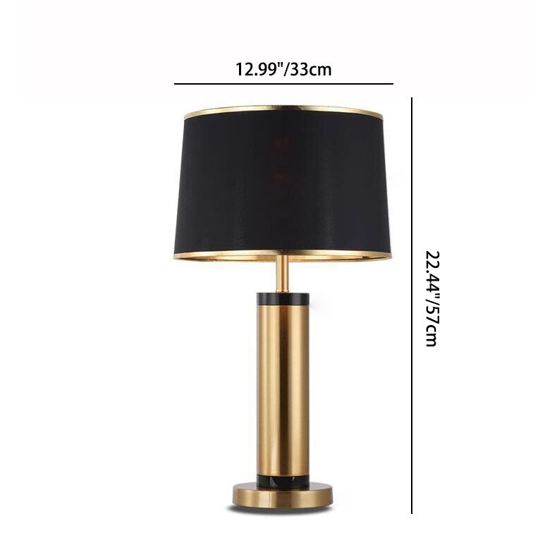 Moderne Overgangs Cylinder Jern Stof 1-Lygt Bordlampe til Stuen
