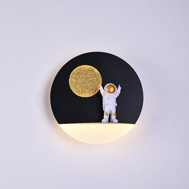 Moderne Kreativ Jern Harpiks Rund Astronaut LED Væglampe til Soveværelse