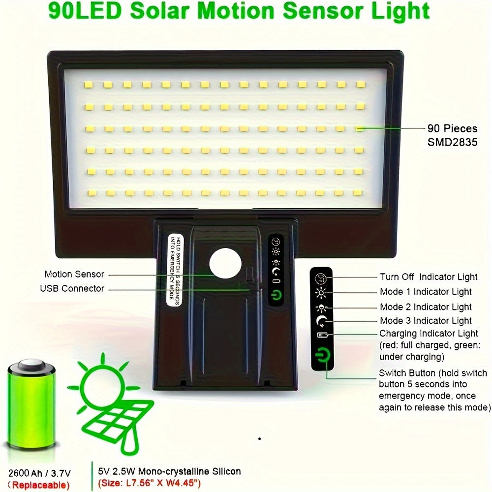 SmartSolar - Solenergi LED Udendørs lampe Spotlight Bevægelsessensor - en livstid med gratis lys