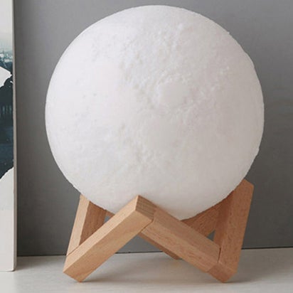 Kreativ Mini Genopladelig 3D-Printet Måne 1-Lys LED Bordlampe
