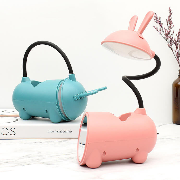 Karikatur Kreativ Kanin LED Touch USB Pen Holder Skrivebordslampe