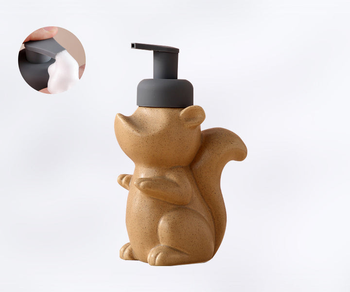 Keramisk Sæbedispenser, Egern Skum Pumpe Badeværelsesflaske, Dyre Design, Genopfyldelig Genanvendelig Lotion Pumpe til Badeværelse Køkken, 510ml/17.2oz