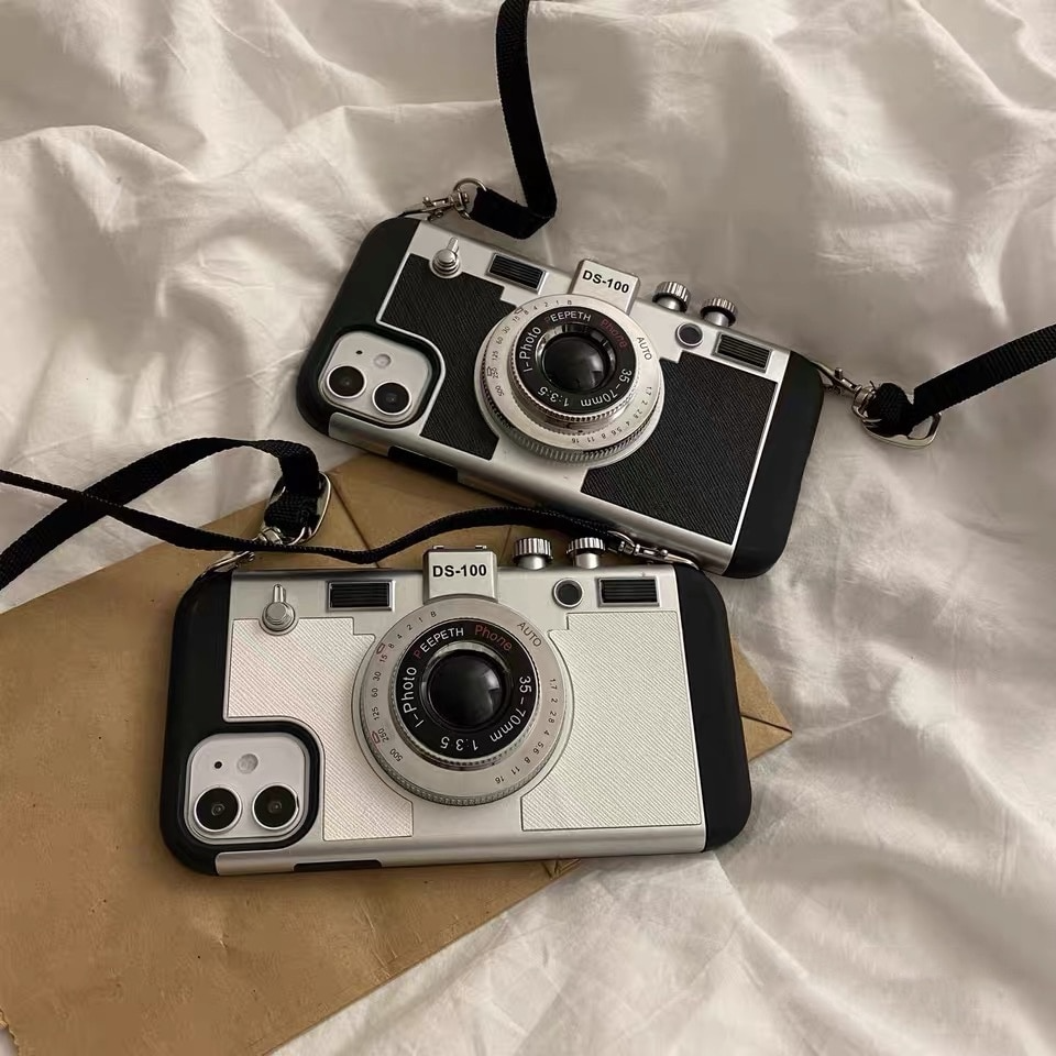 3D Retro Kamera Telefon Etui