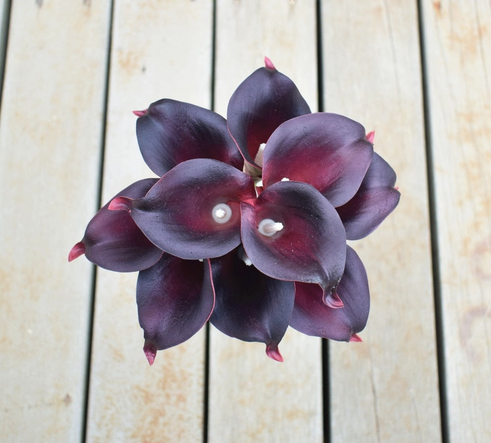 10 marine blå Calla lilje PU Real Touch blomster bryllupsdekoration buketter borddekoration kunstige blomster hjem decor