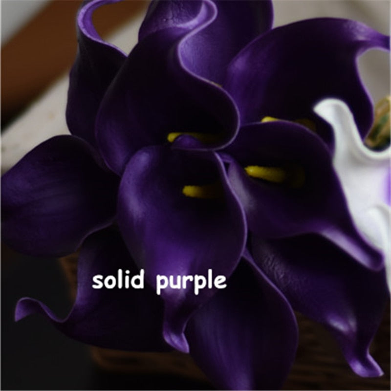 10 marine blå Calla lilje PU Real Touch blomster bryllupsdekoration buketter borddekoration kunstige blomster hjem decor
