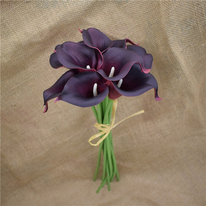 10 marine blå Calla lilje PU Real Touch blomster bryllupsdekoration buketter borddekoration kunstige blomster hjem decor