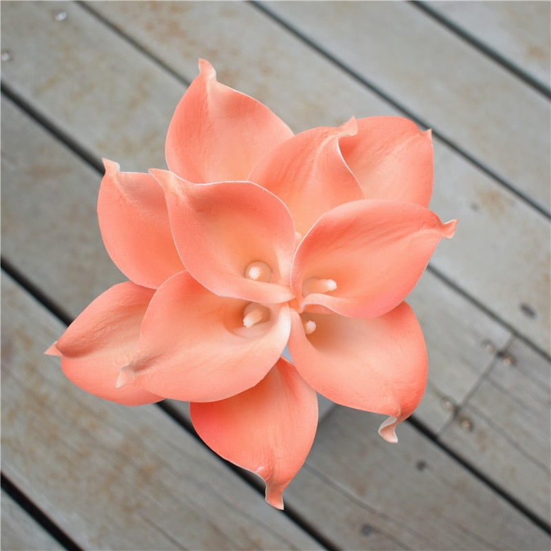 10 marine blå Calla lilje PU Real Touch blomster bryllupsdekoration buketter borddekoration kunstige blomster hjem decor