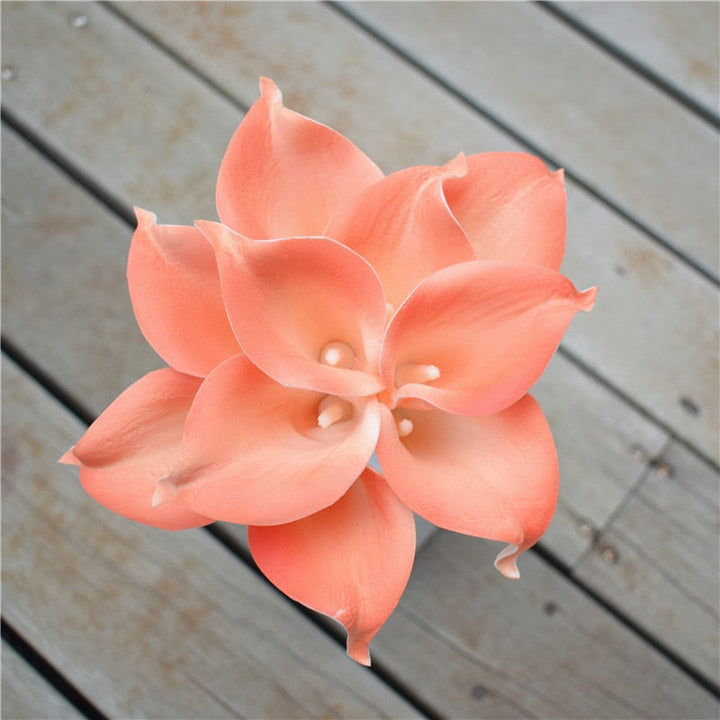 10 marine blå Calla lilje PU Real Touch blomster bryllupsdekoration buketter borddekoration kunstige blomster hjem decor