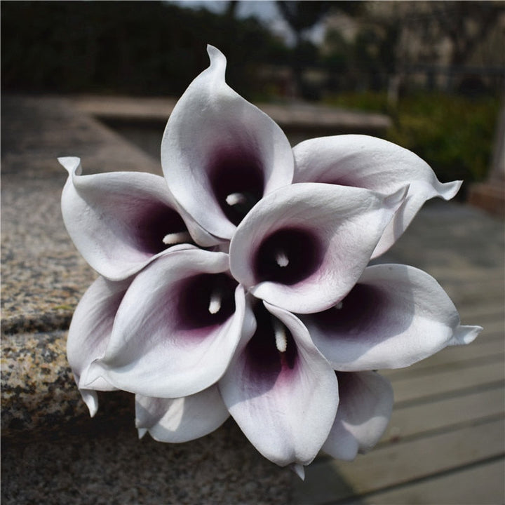10 marine blå Calla lilje PU Real Touch blomster bryllupsdekoration buketter borddekoration kunstige blomster hjem decor