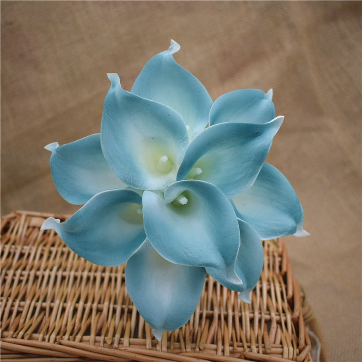 10 marine blå Calla lilje PU Real Touch blomster bryllupsdekoration buketter borddekoration kunstige blomster hjem decor