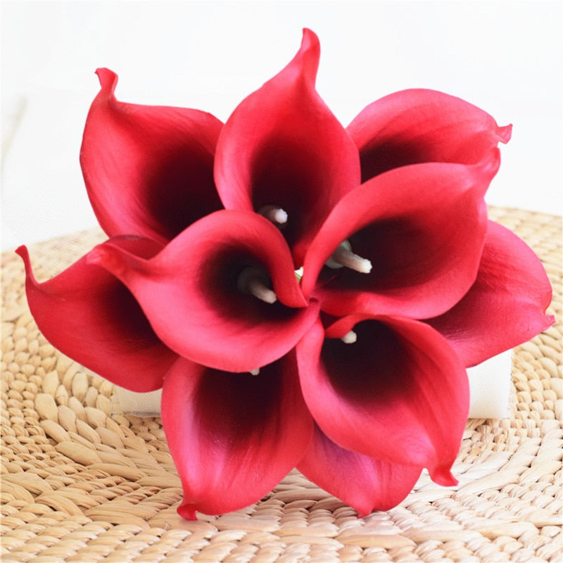 10 marine blå Calla lilje PU Real Touch blomster bryllupsdekoration buketter borddekoration kunstige blomster hjem decor