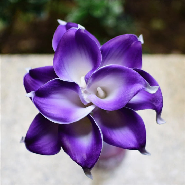 10 marine blå Calla lilje PU Real Touch blomster bryllupsdekoration buketter borddekoration kunstige blomster hjem decor