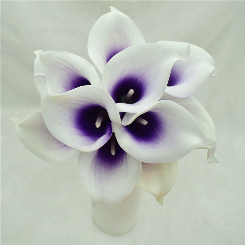 10 marine blå Calla lilje PU Real Touch blomster bryllupsdekoration buketter borddekoration kunstige blomster hjem decor