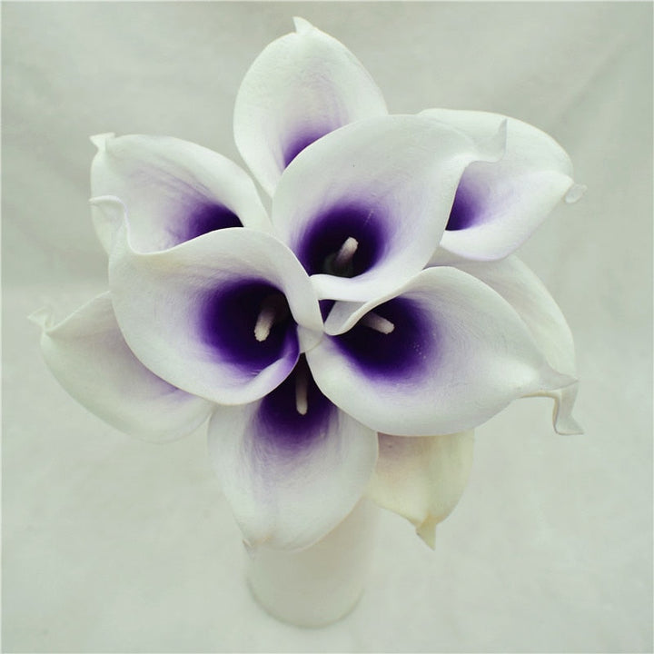 10 marine blå Calla lilje PU Real Touch blomster bryllupsdekoration buketter borddekoration kunstige blomster hjem decor