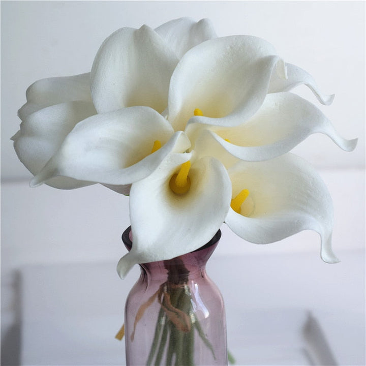 10 marine blå Calla lilje PU Real Touch blomster bryllupsdekoration buketter borddekoration kunstige blomster hjem decor