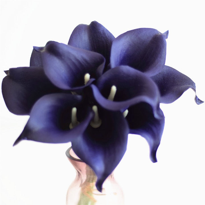 10 marine blå Calla lilje PU Real Touch blomster bryllupsdekoration buketter borddekoration kunstige blomster hjem decor
