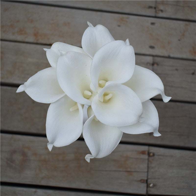 10 marine blå Calla lilje PU Real Touch blomster bryllupsdekoration buketter borddekoration kunstige blomster hjem decor