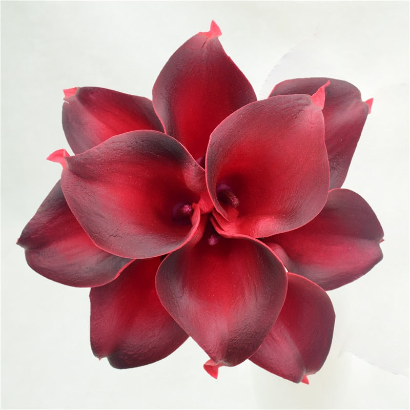 10 marine blå Calla lilje PU Real Touch blomster bryllupsdekoration buketter borddekoration kunstige blomster hjem decor