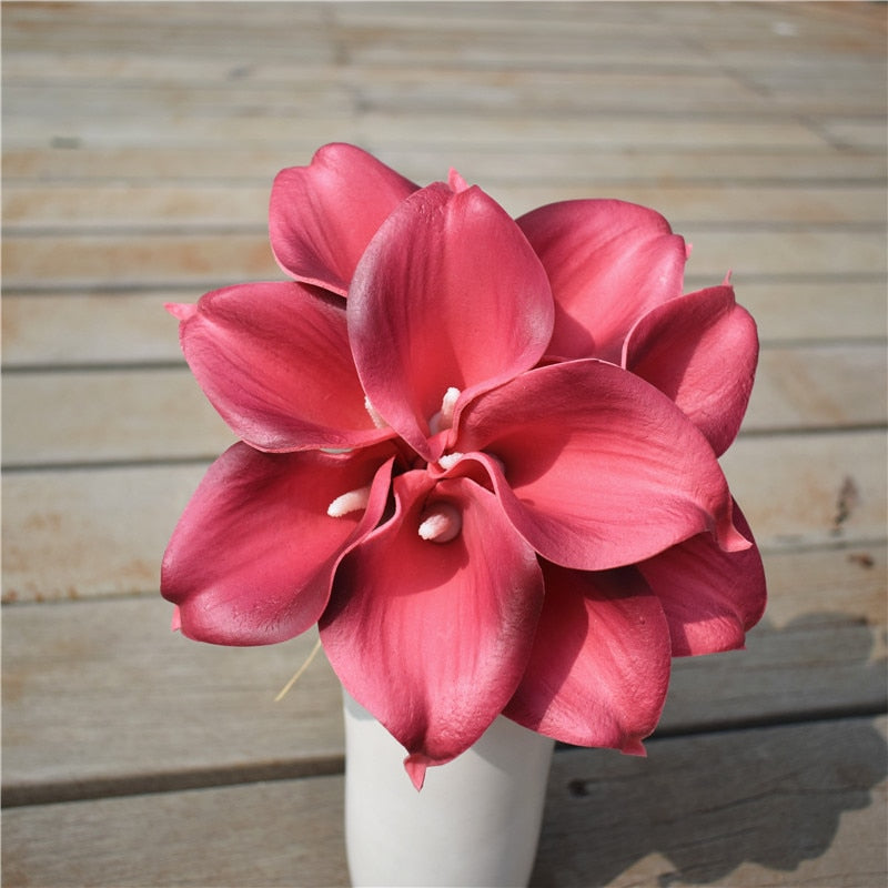 10 marine blå Calla lilje PU Real Touch blomster bryllupsdekoration buketter borddekoration kunstige blomster hjem decor