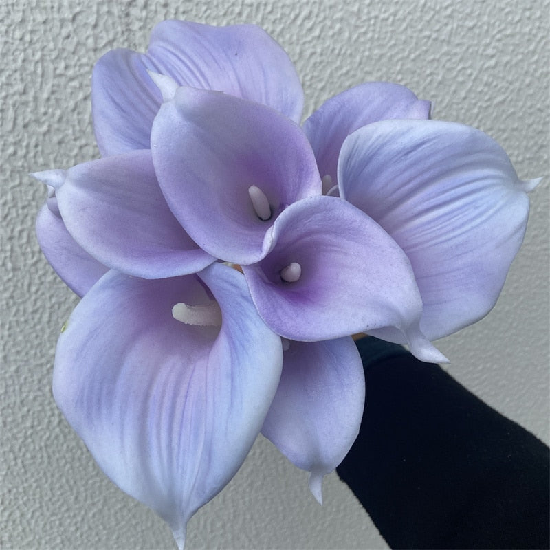 10 marine blå Calla lilje PU Real Touch blomster bryllupsdekoration buketter borddekoration kunstige blomster hjem decor