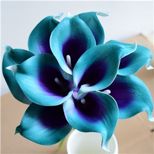 10 marine blå Calla lilje PU Real Touch blomster bryllupsdekoration buketter borddekoration kunstige blomster hjem decor