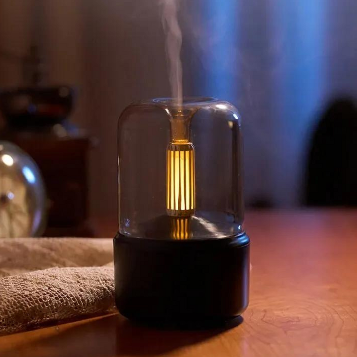 Retro Aroma Diffuser med Nattelys - USB Essential Oil Luftfugter til Hjem og Kontor