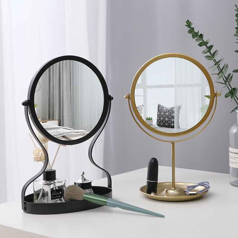 Kreativ Metal Makeup Spejl med Multifunktionel Smykkeboks