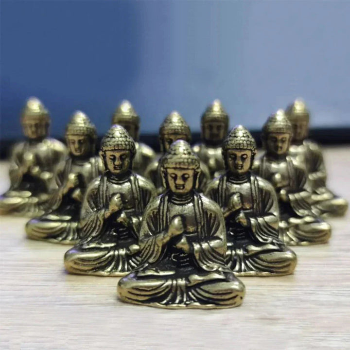 10 stk Miniature Messing Siddende Buddha Statue Figur til Rejse Buddhismus Tilbedelse Hjem Kontor Skrivebords Dekoration