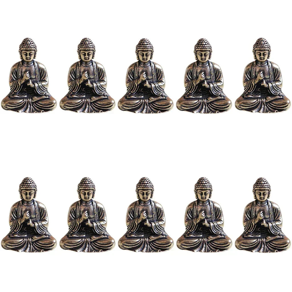 10 stykker mini messing siddende Buddha statue figur til rejse buddhisme tilbedelse hjemme kontor skrivebords dekoration