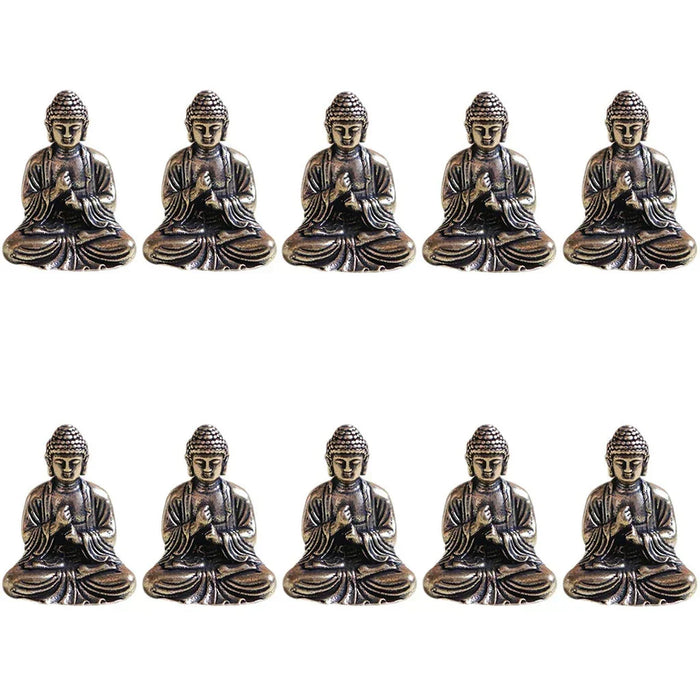 10 stykker mini messing siddende Buddha statue figur til rejse buddhisme tilbedelse hjemme kontor skrivebords dekoration