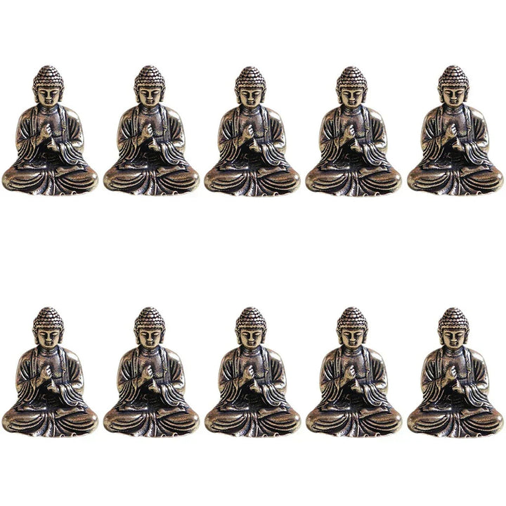 10 stk Miniature Messing Siddende Buddha Statue Figur til Rejse Buddhismus Tilbedelse Hjem Kontor Skrivebords Dekoration