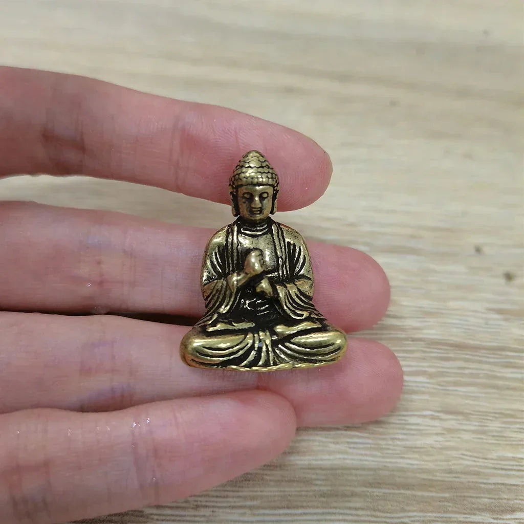 10 stk Miniature Messing Siddende Buddha Statue Figur til Rejse Buddhismus Tilbedelse Hjem Kontor Skrivebords Dekoration