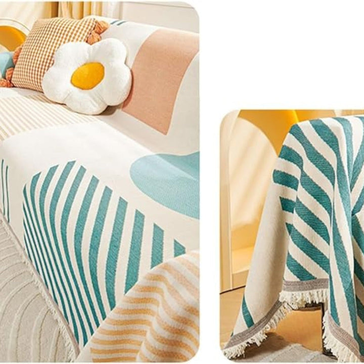 Meringue Chenille Geometri Sofa Betræk