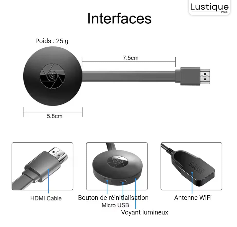 Trådløs HDMI Display Adapter | MediaLink 1080P WiFi Skærmmirror til Android, iOS, Windows &amp; Mac