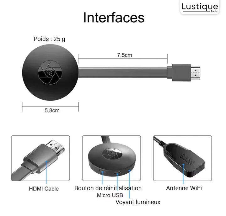 Trådløs HDMI Display Adapter | MediaLink 1080P WiFi Skærmmirror til Android, iOS, Windows &amp; Mac