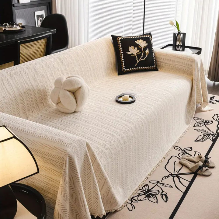 Herringbone Chenille Frynser Sofa Betræk