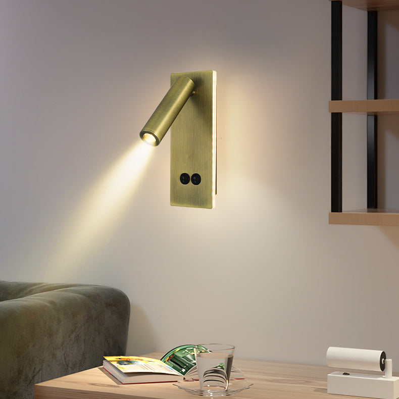 Moderne Minimalistisk Rektangulær Rund Jern Aluminium LED Væglampe Til Soveværelse