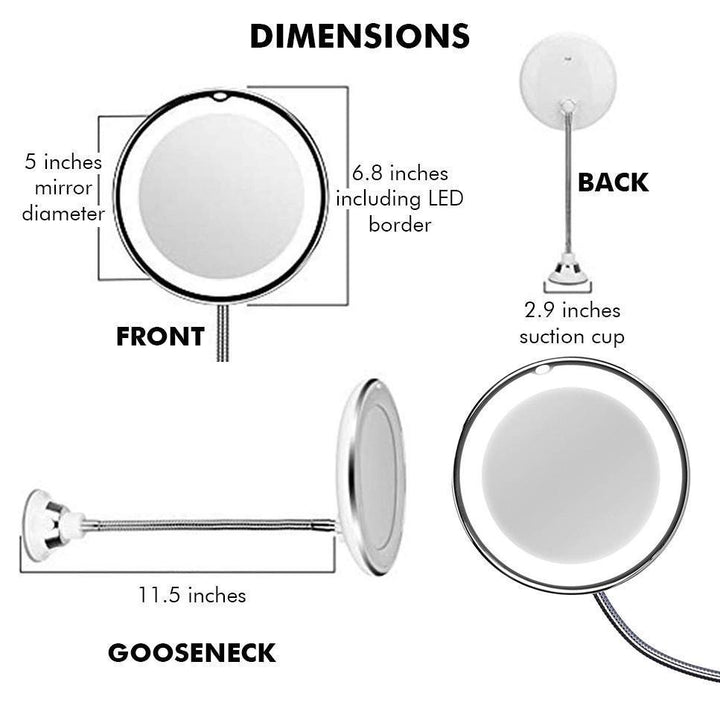 10x Zoom LED Makeup Spejl
