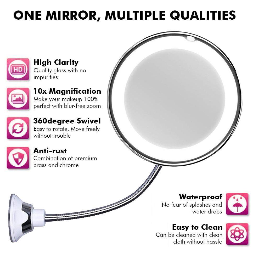 10x Zoom LED Makeup Spejl