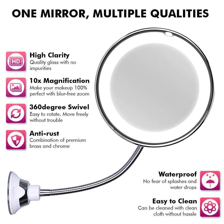 10x Zoom LED Makeup Spejl