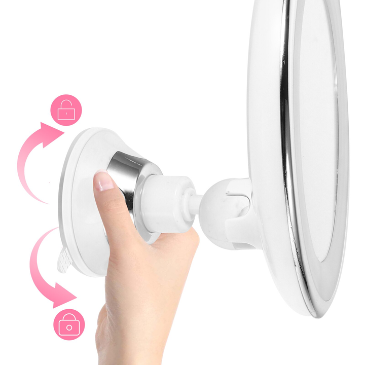 Lunora LED Makeup Spejl | 10x Forstørrelse | 360° Rotérbart | Kompakt &amp; Rejsevenligt