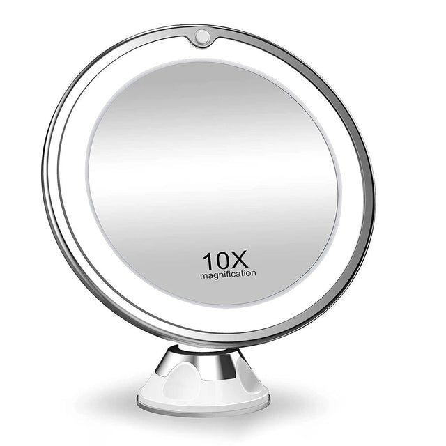 Lunora LED Makeup Spejl | 10x Forstørrelse | 360° Rotérbart | Kompakt & Rejsevenligt