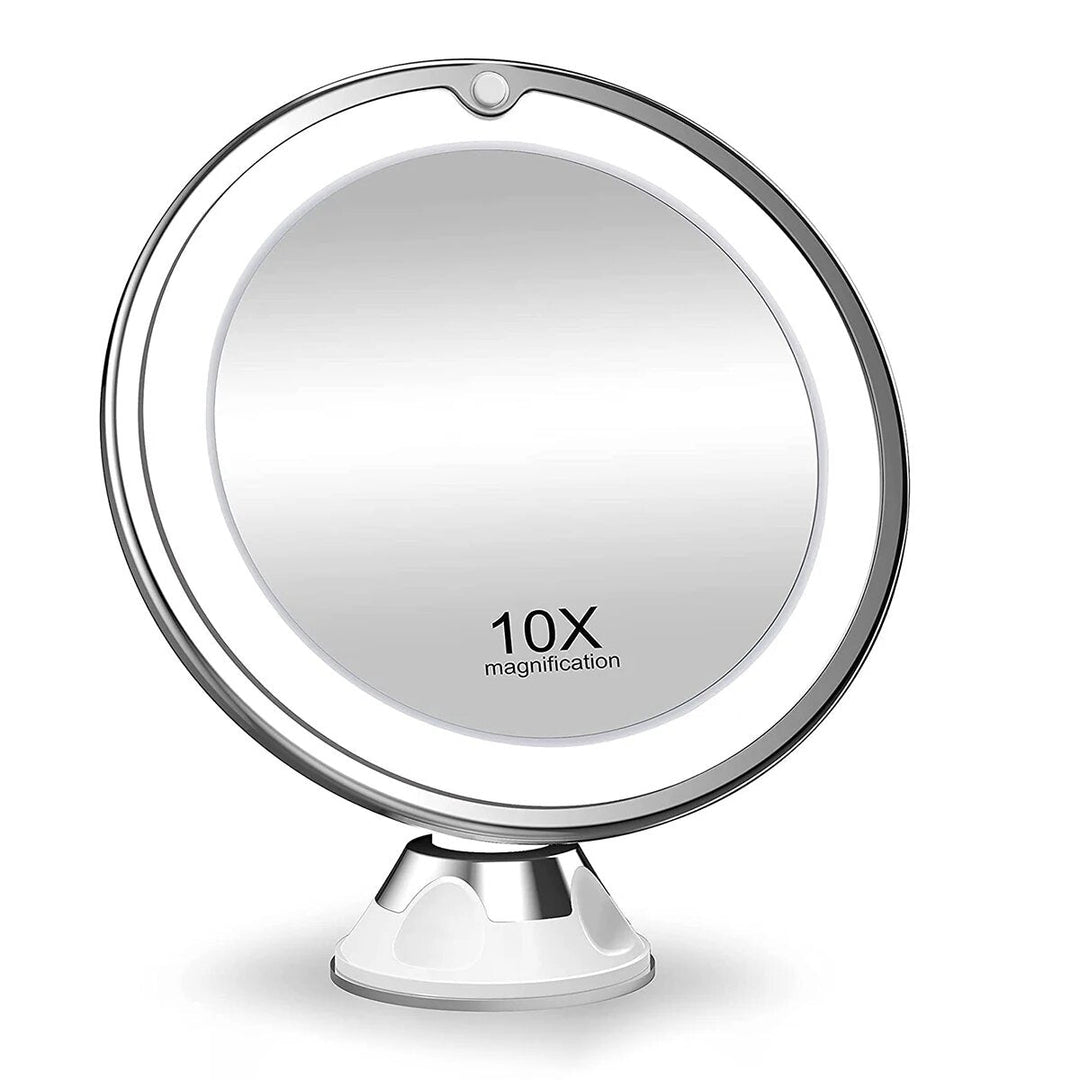 Lunora LED Makeup Spejl | 10x Forstørrelse | 360° Rotérbart | Kompakt &amp; Rejsevenligt