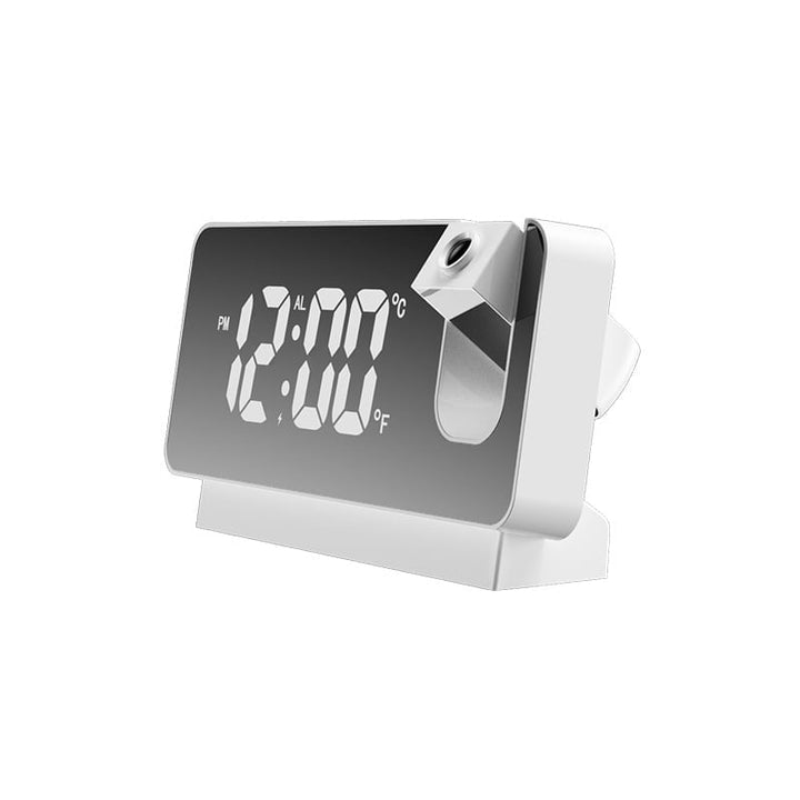 Projektions vækkeur | LED-display med spejloverflade | Dobbeltalarmer &amp; Temperatur | 19 cm