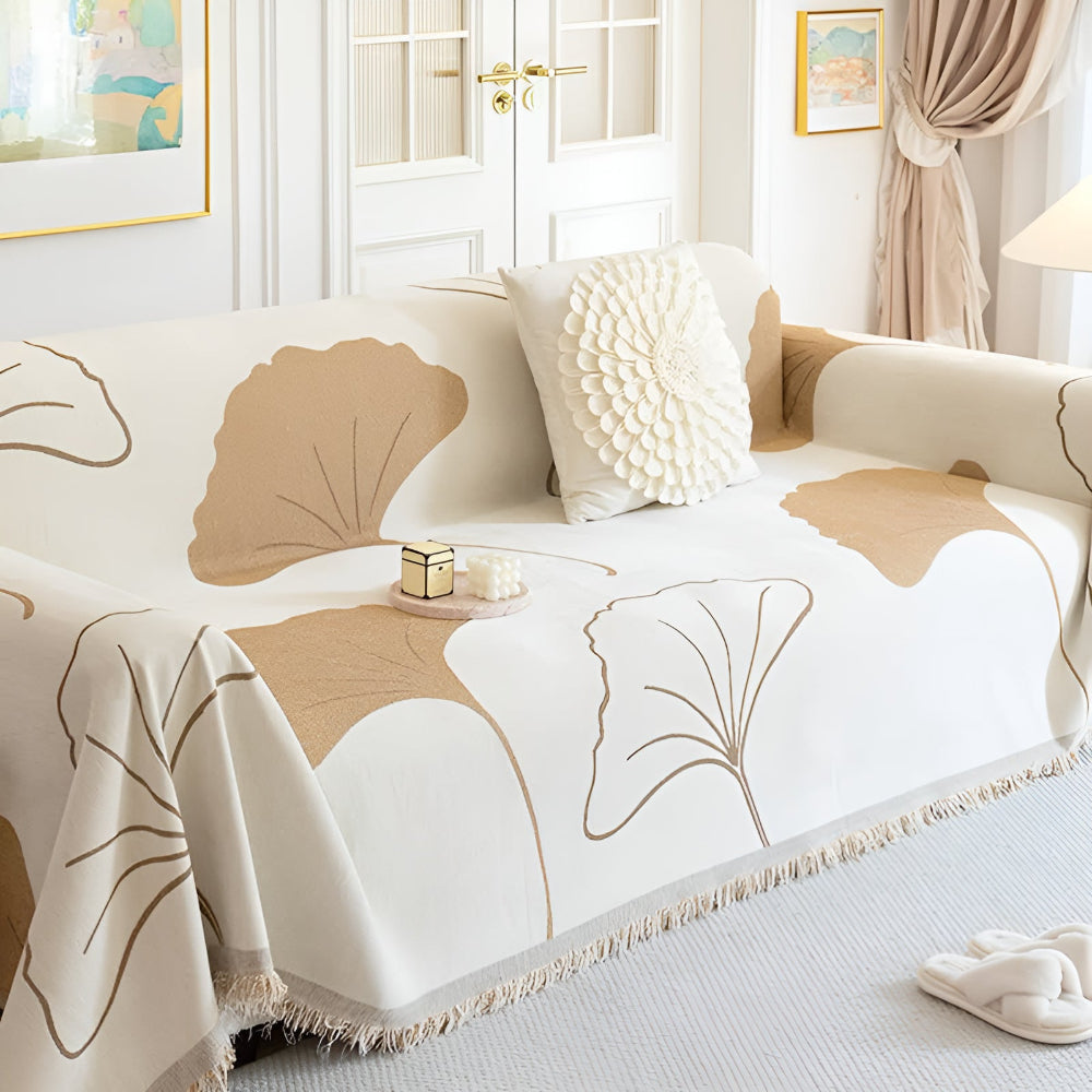Pastoral Stil Ginkgo Blad Sofa Dække