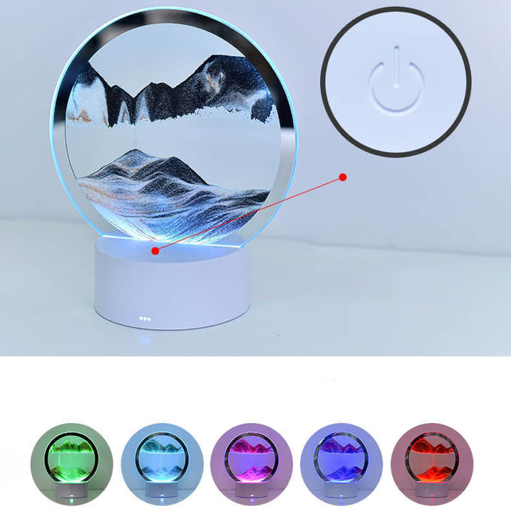 Kreativ Rund Timeglas Quicksand 3D LED Nattelys Bordlampe