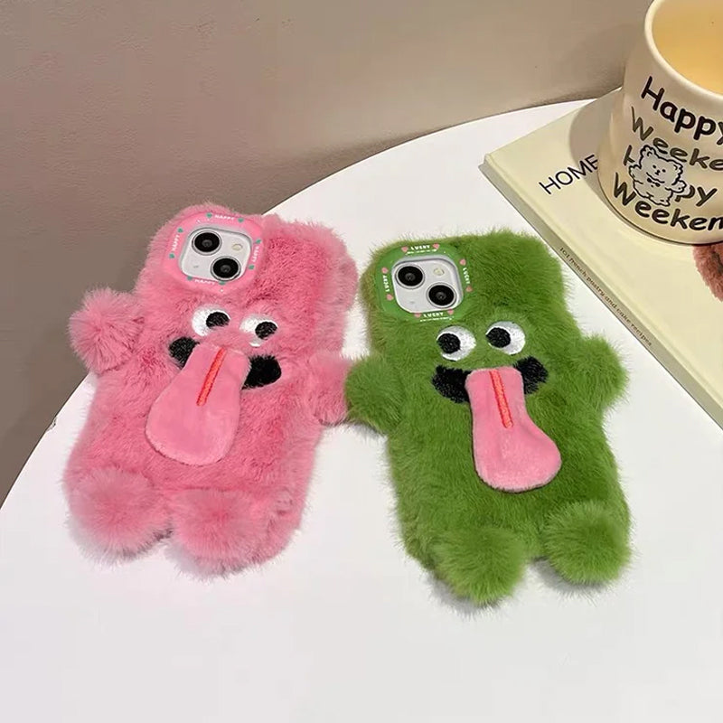 Sjovt Tunge Stikkende Plush Telefon Etui Til iPhone