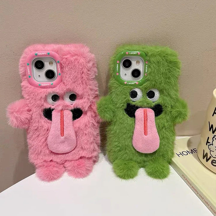 Sjovt Tunge Stikkende Plush Telefon Etui Til iPhone